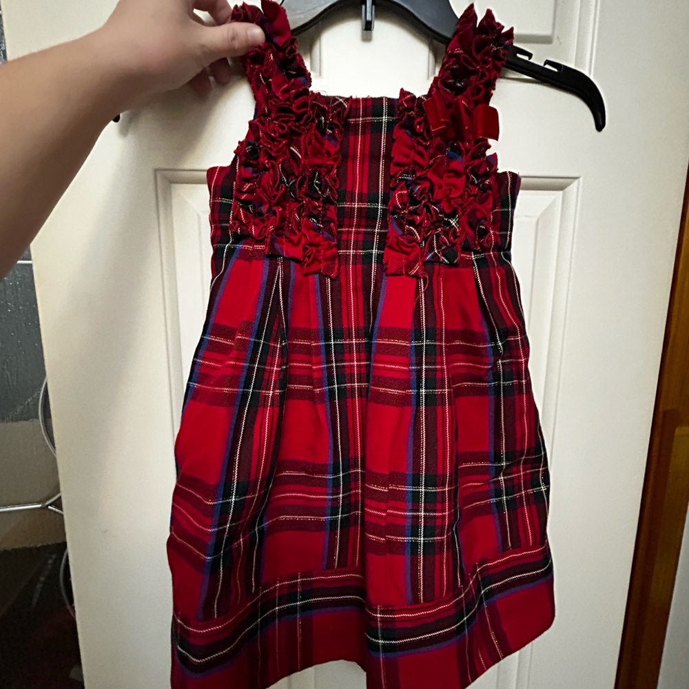 The Children's Place Red Plaid Ruffle Strap Dress
